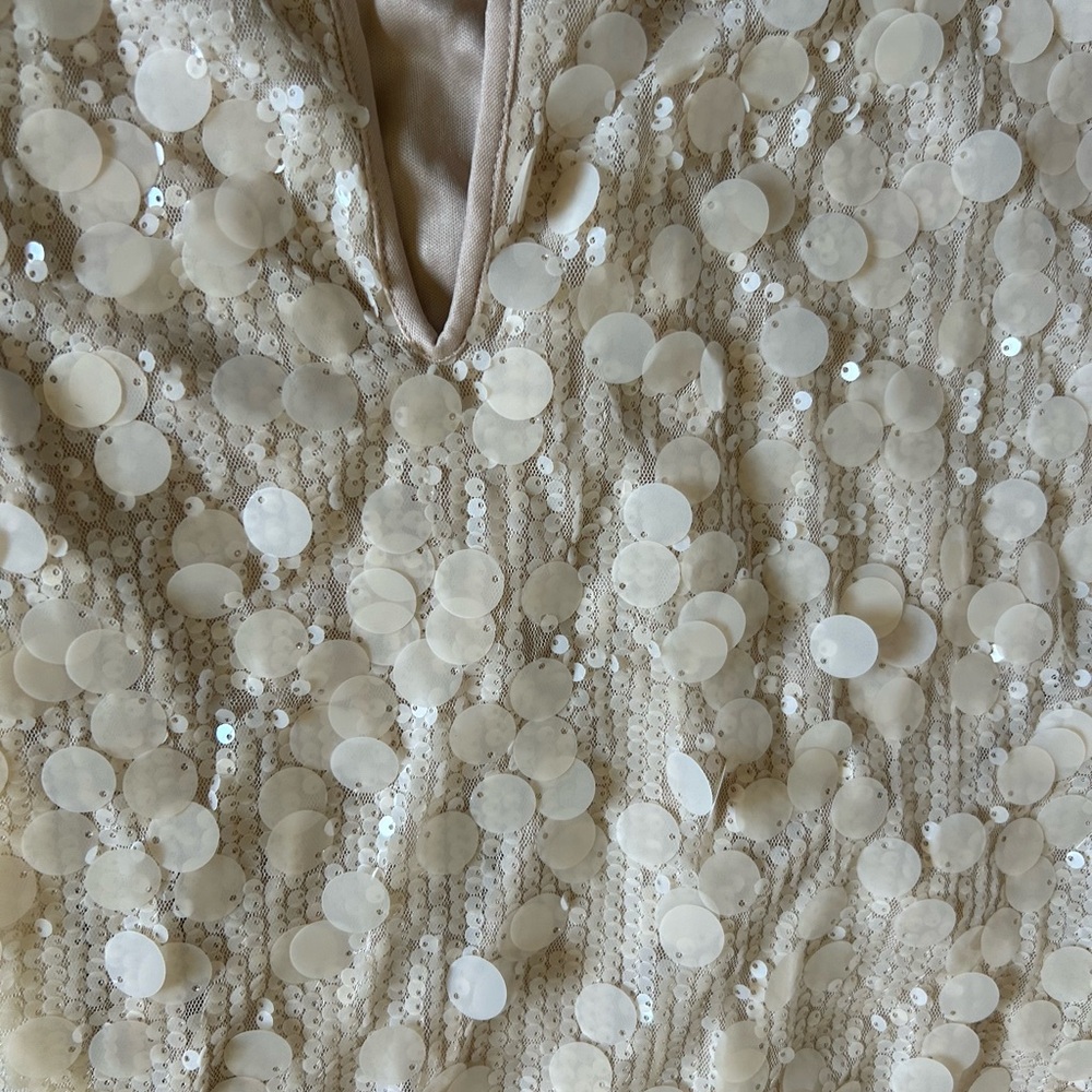 Cream Sequin Midi Dress NWOT - Picture 5 of 8